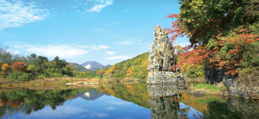 Seonbawi Rock, a beautiful cliff of stratified rocks