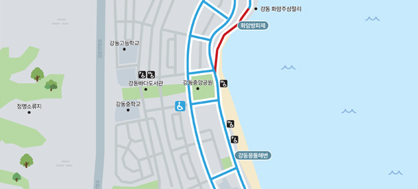 강동몽돌해변 무장애 관광지도